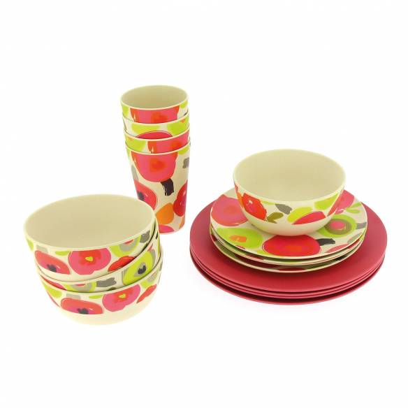 Vajilla de bambú para camping Poppy 16 piezas  RG-914523D