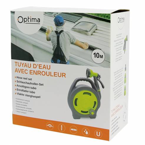 Manguera de agua de 10m con carrete compacto Optima RG-121556