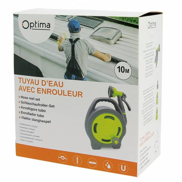Manguera de agua de 10m con carrete compacto Optima RG-121556