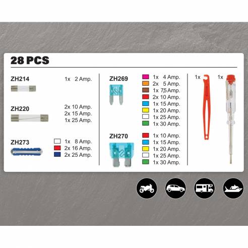 Caja de fusibles 2A a 75A Accesorios 28 piezas  RG-751724