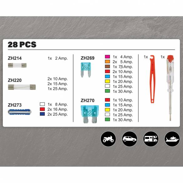 Caja de fusibles 2A a 75A Accesorios 28 piezas  RG-751724