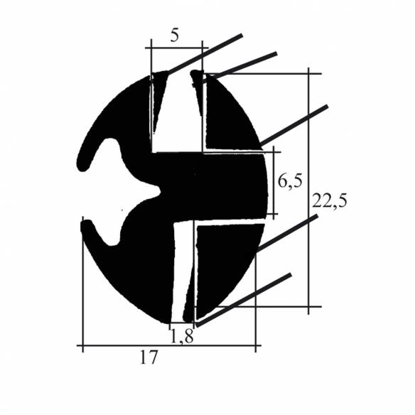 Perfil de goma con llave  RG-295517