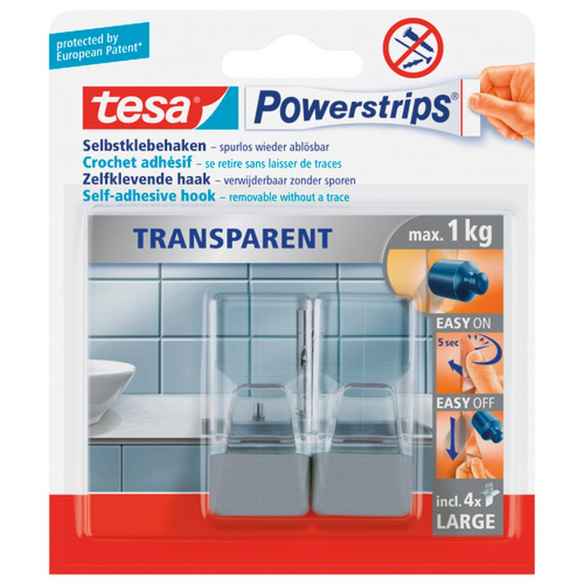 Ganchos bimateriales rectangulares Powerstrips Tesa RG-201758