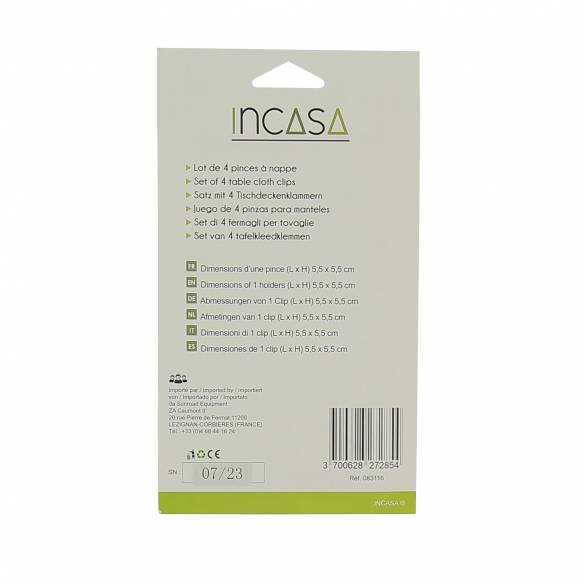 Juego de 4 pinzas para manteles Incasa RG-912472
