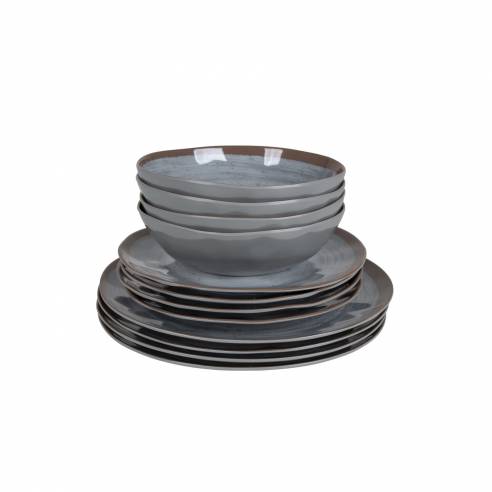 Vajilla de melamina Halo Gris y Terra - 12 Bo-camp RG-916552