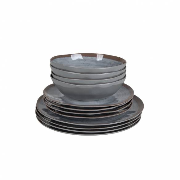 Vajilla de melamina Halo Gris y Terra - 12 Bo-camp RG-916552