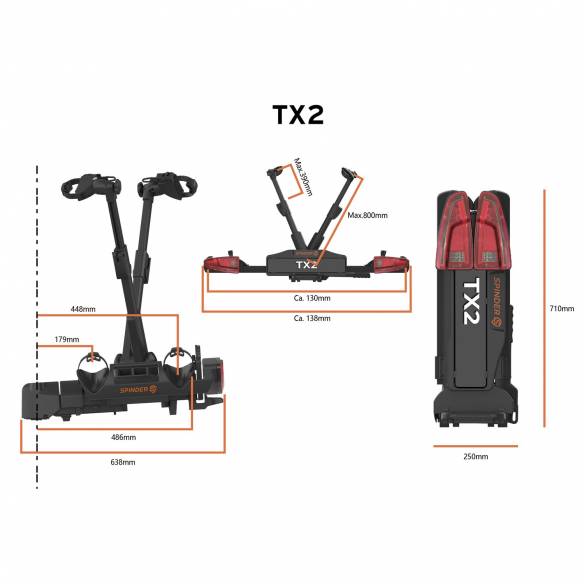 Portabicicletas de plataforma basculante TX2 2 Spinder RG-505311