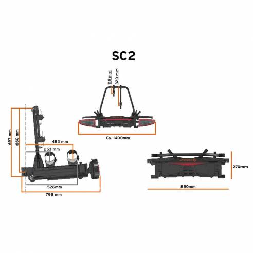 Plataforma deslizante portabicicletas SC2 2 + 1 Spinder RG-505321
