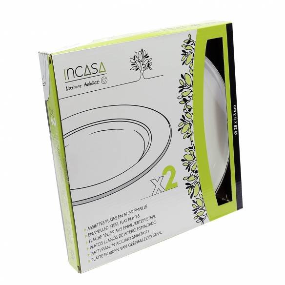 Juego de 2 platos llanos de acero esmaltado Incasa RG-917526