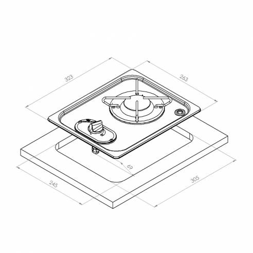 Cocina de gas empotrable de acero inoxidable Navy Load RG-428489