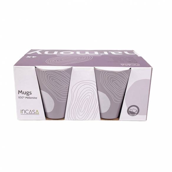 Pack de 4 tazas de melamina Harmony Incasa RG-917593