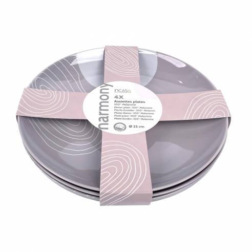 Pack de 4 platos de melamina Harmony Incasa RG-917534