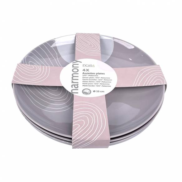 Pack de 4 platos de melamina Harmony Incasa RG-917534